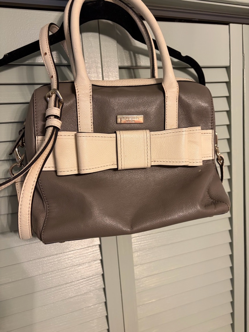kate spade Two-Tone Bow Satchel - Taupe and Ivory